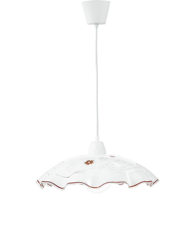 Sospensione cucina vetro opale decoro fiori marrone D.42cm 1XE27 non incl. VICTORIA Sospensione cucina vetro opale decoro fiori marrone D.42cm 1XE27 non incl. VICTORIA